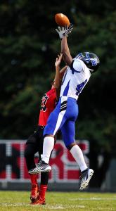 north carrolls austin catley breaks up a pass intended for williamsports mannie morris