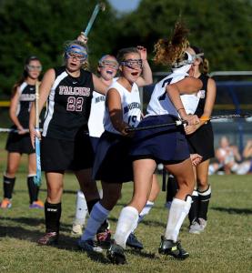 manchester valleys haile houck is congratulated after scoring the game-winning goal against wm