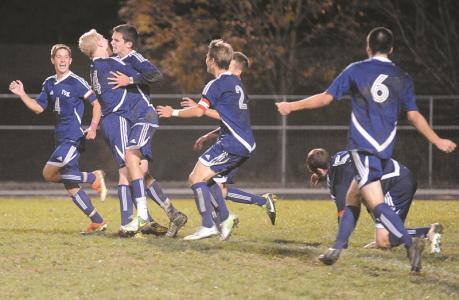 francis scott key players celebrate after scoring the go-ahead goal over century tuesday oct 15 at century high school