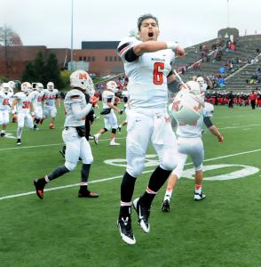 massillon freshman quarterback danny clark celebrates the tigers win over mckinley