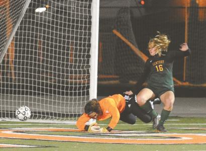 centurys keri mathias scores past middletowns goalie maria tartaglia