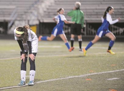 manchester valleys lizzie colson reacts following the mavericks loss to sparrows point in the class 1a girls state semifinal game in glen burnie saturday nov 9
