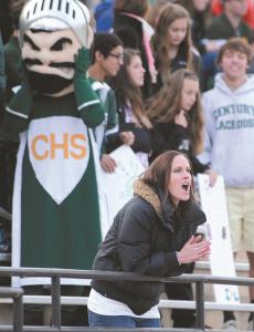 century coach sara figuly cheers from the stands during the 2a state championship game against loch raven at umbc in baltimore friday nov 15