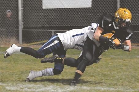south carrolls zach wolfrey pulls in a touchdown pass against catoctin